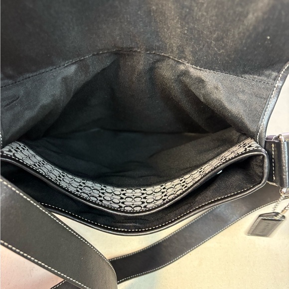 Coach 6376 Signature Mini C Canvas Black Flap Buckle Shoulder Bag Purse - Picture 9 of 12